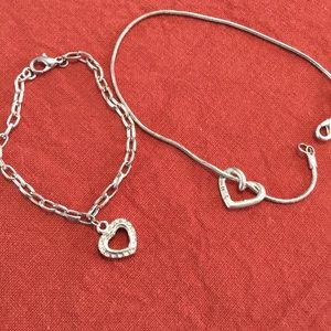2 heart anklet bracelet friends Rhinestone